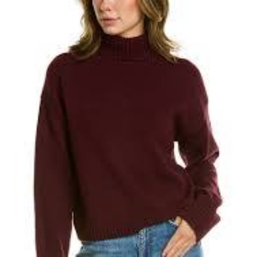 525 America Lace Back Turtleneck Size L in Wine NWT